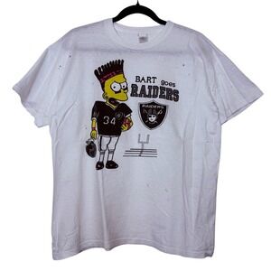 Vintage The Simpsons Raiders T-Shirt Football  Bart Goes Raiders NFL XL 90s